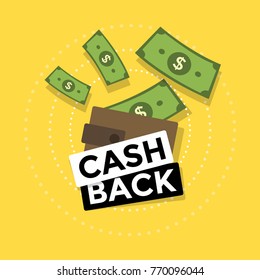Cash back icon isolated on yellow background. cash back or money refund label. vector