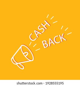 cash back icon, return money, cash back rebate, thin line web symbol on yellow background - editable stroke vector illustration