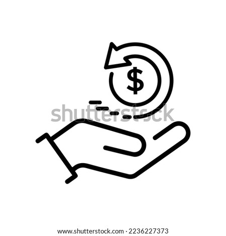 cash back icon, return money, cash back rebate, thin line web symbol on white background