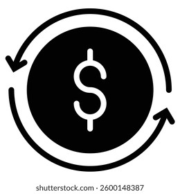 Cash Back Icon in Solid Style