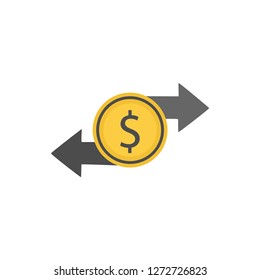 Cash back icon. Symbol is return of Money. Sign of a refund of dollars. Business vector illustration