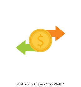 Cash back icon. Symbol is return of Money. Sign of a refund of dollars. Business vector illustration