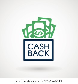 Cash back icon. Symbol is return of Money. Sign of a refund of dollars. Business vector illustration - Vector illustration