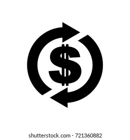 Cash back icon. Symbol is return of Money. Sign of a refund of dollars. Business vector illustration
