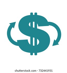 Cash back icon. Symbol is return of Money. Sign of a refund of dollars. Business vector illustration