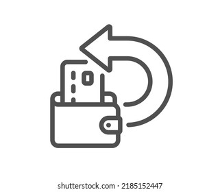 Cash back line icon. Credit card money sign. Online wallet symbol. Quality design element. Linear style cash back icon. Editable stroke. Vector
