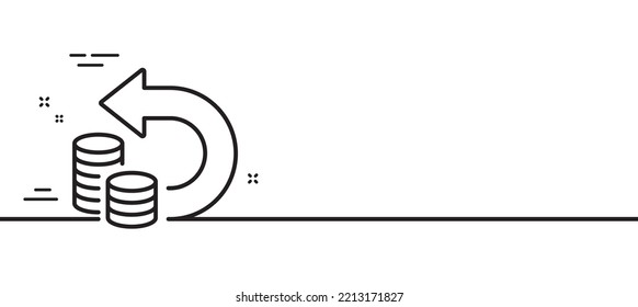 Cash back line icon. Return money sign. Bank benefits symbol. Minimal line illustration background. Cash back line icon pattern banner. White web template concept. Vector