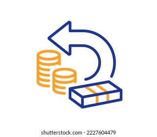 Cash back line icon. Return money sign. Bank benefits symbol. Colorful thin line outline concept. Linear style cash back icon. Editable stroke. Vector