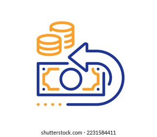 Cash back line icon. Return money sign. Bank benefits symbol. Colorful thin line outline concept. Linear style cash back icon. Editable stroke. Vector