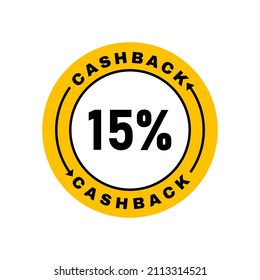 Cash back logo design. Up to 15 percent cashback. Financial services, cash back concept, money refund, investment, currency exchange. Vector illustration.