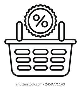 Cash back loyalty basket icon outline vector. Favorite program. Bonus system