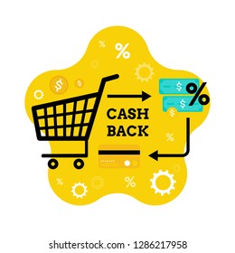 Cash back. Modern flat vector concept for web design. Money. Banking. Financial service, money refund.