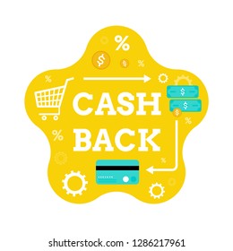 Cash back. Modern flat vector concept for web design. Money. Banking. Financial service, money refund.