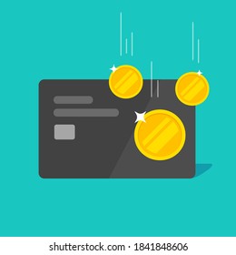 Cash Back Money Bonus Or Reward Income On Credit Bank Card Vector Flat Cartoon Isolated Modern Design, Refund Perks Or Return Idea