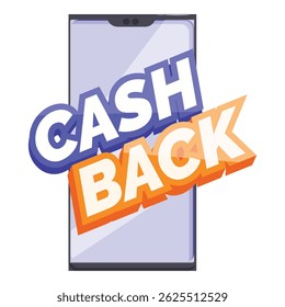 Cash back money refund smartphone app concept with big cashback letters on mobile phone screen