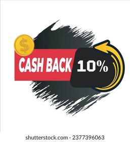 Cash back, money saving vector concept with dollar coins, wallet, arrows, credit card.Guarantee bonus program finance sticker. Online shopping, cash back sale offer emblem,Cash back service, financial