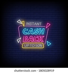 Cash Back Neon Signs Style Text Vector