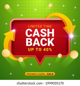 Cash Back Offers Vector Banners With Flying Coins