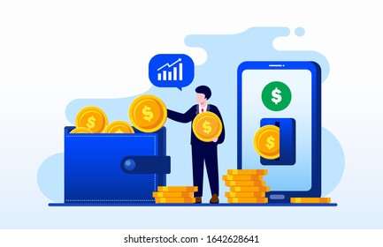 Cash back online money landing page website illustration flat vector template 