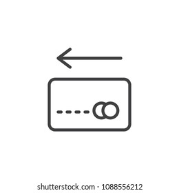 Cash back outline icon. linear style sign for mobile concept and web design. Credit card arrow back simple line vector icon. Symbol, logo illustration. Pixel perfect vector graphics