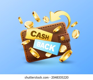 Cash back service, financial payment label. Vector illustration
