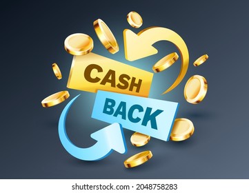 Cash back service, financial payment label. Vector illustration