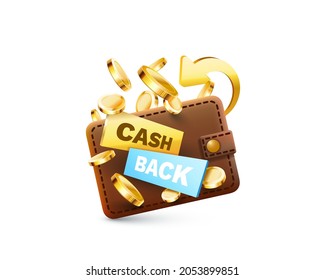 Cash back service, financial payment label. Vector illustration