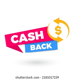 Cash back service, financial payment label. Vector illustration