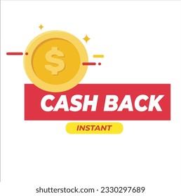 Cash back service, financial payment label. Vector illustration