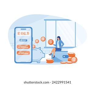 Cash back service Financial savings and money exchange concept. people paying online and receiving bonus money or reward back. flat vector modern illustration 