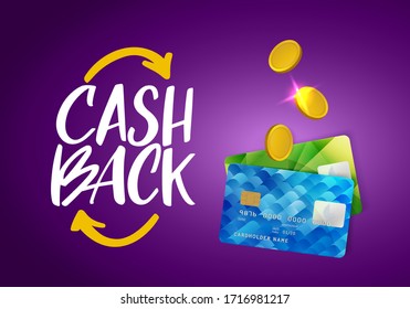 Cash Back Service Template Banner. Credit Card And Money Vector Design. Cashback Concept. Money Refund Logo