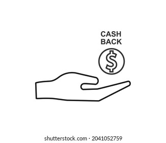 Cash back sign in hand.Vector illustration isolated on white background.Eps 10.