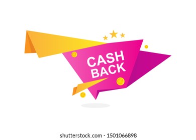 Cash Back sticker with gold coins Isolated on white background. Flat vector illustration EPS10