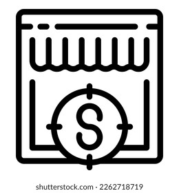 Cash back target icon outline vector. Money reward. Refund pay