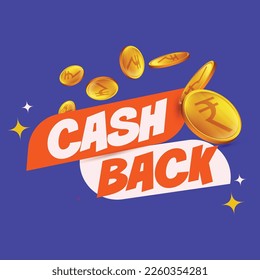 Cash Back Unit with indian currency rupee gold coin