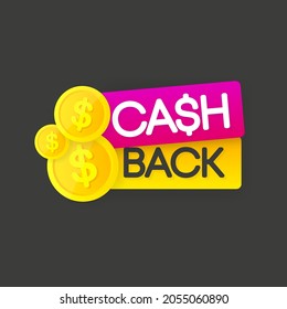 Cash back vector icon isolated on gray background. Economy of funds. Cashback or money back sign. Vector illustration.