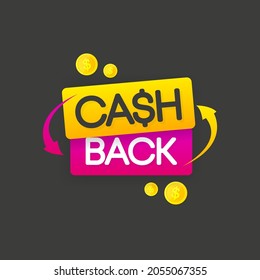 Cash back vector icon isolated on gray background. Economy of funds. Cashback or money back sign. Vector illustration.