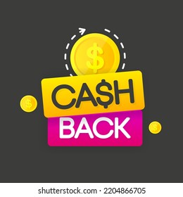 Cash back vector icon isolated on gray background. Economy of funds. Cashback or money back sign. Vector illustration.