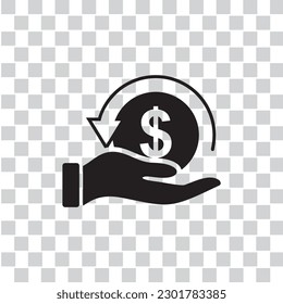 cash back vector icon isolated on transparent background