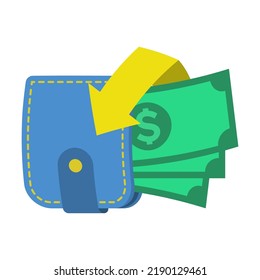 Cash back vector illustration. Money with wallet, credit card paying. Can be used for saving, retail offer, refund concept