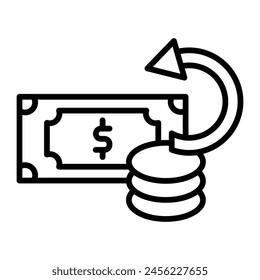 Cash Back Vector Line Icon Design