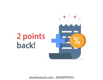 Cash back,reward program, discount coupon,earn points for every purchase concept