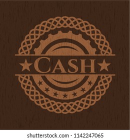 Cash badge with wood background