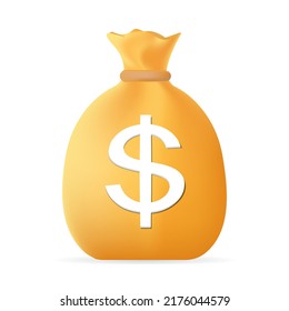 Cash bag with dollar sign vector. Business, money, banking, investment or payment concept 3d.
