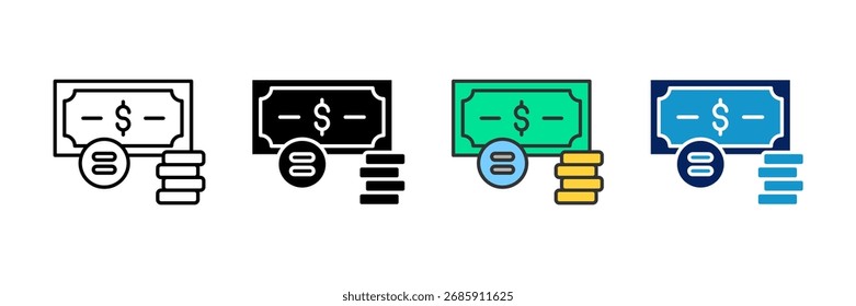 Conjunto de iconos de saldo de efectivo Colección de estilos múltiples