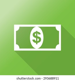 cash  bank note flat icon with long shadow.