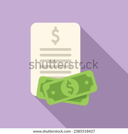 Cash bank paper icon flat vector. Finance payment. Coin dollar change