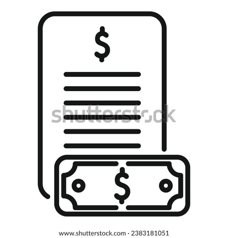 Cash bank paper icon outline vector. Finance payment. Coin dollar change