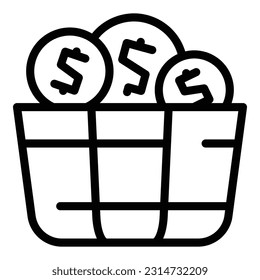 Cash basket icon outline vector. School assets. Work free