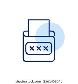 Cash bill in wallet and password. Secure transactions, payments and finances. Pixel perfect, editable stroke icon